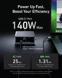 Сетевое зарядне пристрій Anker GaNPrime Charger - 250W, 4xUSB-C PD & 2xUSB-A Black (7169878) - мініатюра 6