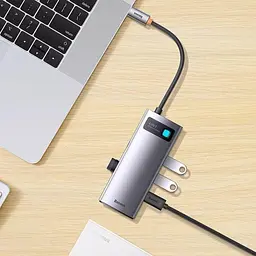 USB-Хаб Baseus Metal Gleam Series 4-in-1 (4xUSB3.0) gray (WKWG070013) - мініатюра 6