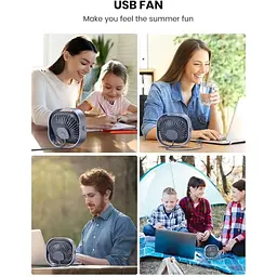 Портативний міні-вентилятор Topk K50 USB charging 360° rotating Gray - мініатюра 8