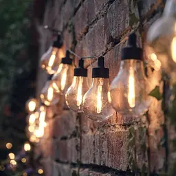 Садова гірлянда Lights4fun на сонячних батареях, 20 прозорих світлодіодних лампочок теплого білого світла — Водонепроникний