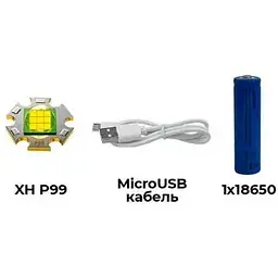 Ручний ліхтар RB-285 акумуляторний із зумом XH P99 LED Type-C 18650 - мініатюра 5