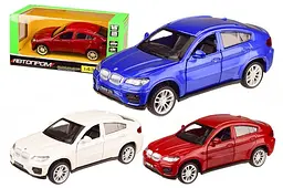 Іграшкова машинка позашляховик BMW X6 1:43 Автопром металева 4306, 3 кольори, в коробці 14,5x6,5x7 см