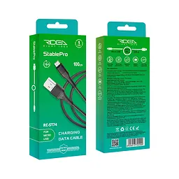 Кабель для зарядки и обмена данными USB Ridea RC-ST74 StablePro 60W 20V/3A USB-MicroUSB 1 м Черный - миниатюра 2