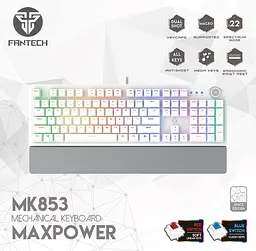 Клавіатура ігрова з підсвіткою Fantech MK-853V2 White Blue Switch MARCOS MECHANICAL Eng/Укр/Рус - мініатюра 5