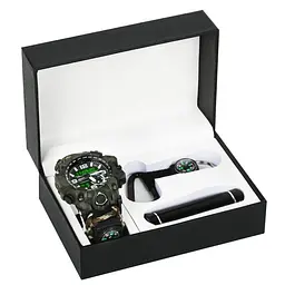 Чоловічий наручний годинник Besta Box Military Light з компасом + подарунковий набір