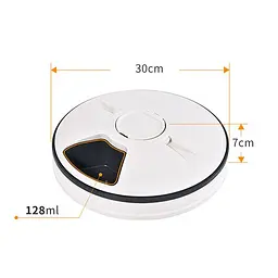 Автоматична годівниця для собак і котів електронна Pet Feeder, 30x7 см, 6 порцій по 128мл, таймер, мелодія (100663) - мініатюра 6