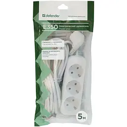 Мережевий подовжувач Defender E350 5.0 m 3 роз white (99223) - мініатюра 4