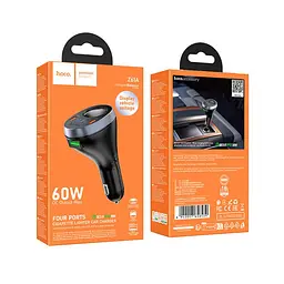 АЗП Hoco Z61A Correct PD60W(2C1A) cigarette lighter car charger Black - мініатюра 2