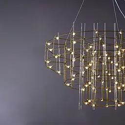 Невагома золота триярусна люстра Ø 80 см | Арт. MJ205-800 Titanium | Line F - мініатюра 3