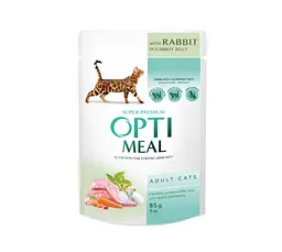 Вологий корм для котів Optimeal Adult 85 г - кролик у морквяному желе