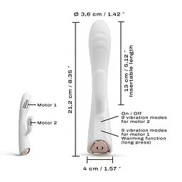 Вібратор-кролик з підігрівом Dorcel FLEXI RABBIT WHITE, гнучкий стовбур - миниатюра 5