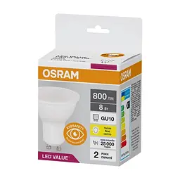 Лампочка Osram LED VALUE, PAR16, 8W, 3000K, GU10 (4058075689909) - мініатюра 3