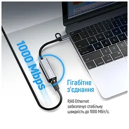 Адаптер USB-C + USB A to RJ45 Ethernet 1000Mbps ColorWay (CW-AD-CRG) - мініатюра 9