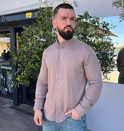 Сорочка чоловіча з мусліну 32773 XL какао