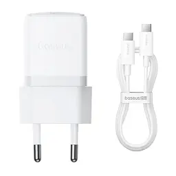 Мережевий зарядний пристрій Baseus Palm Fast Charger Type-C 30W + Cable Type-C to Type-C P10111605213-01 White