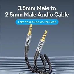 Кабель Vention 3.5mm Male to 2.5mm Male 1m Black (BKFHF) - мініатюра 2
