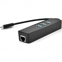 USB-Хаб China Type-C алюминиевый, 3 порта USB 3.0 + 1 порт Ethernet, Black, Пакет (YT-TCA3H3+Et-W)