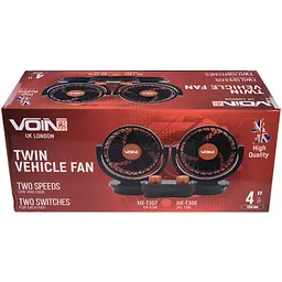 Вентилятор автомобільний Voin подвійний 4" 12V 6.5W (HX-T307) - мініатюра 4