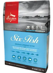 Сухі корми Orijen Six Fish Cat 5.4 кг. для кішок всіх порід і віків (сардина, макрель, хек, камбала,