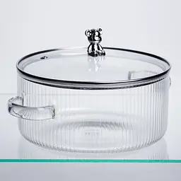 Каструля скляна Yiwu HP-34-102 2.5 л, діаметр 20 см, для варіння та тушкування, прозора - мініатюра 4
