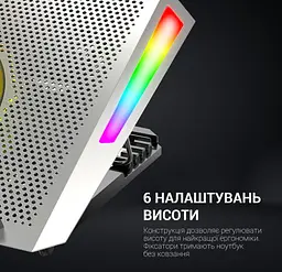 Охолоджувальна підставка для ноутбука до 18 дюймів GamePro GPCP-1270 RGB 2xUSB 5xfans - мініатюра 9