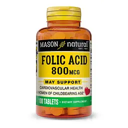 Вітаміни та мінерали Mason Natural Folic Acid 800 mcg 100 таблеток