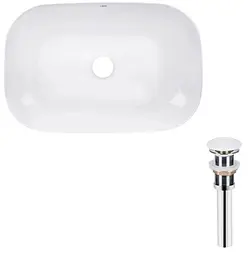 Комплект Qtap Robin: Раковина накладна прямокутна 600x390x150 мм White + Донний клапан PU02 (QT13112143PWN47297)