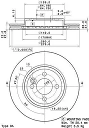 Диск гальмівний передній вентильований Mini 05-15р Brembo (09.A761.11) - мініатюра 2