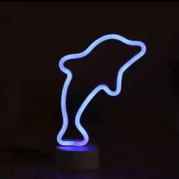 Нічник Дельфін неоновий на підставці батарейки/USB синій (140632) - мініатюра 2