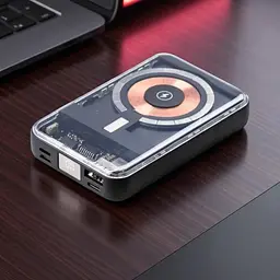 Павербанк універсальний з магнітною бездротовою зарядкою MAGSAFE Li-Pol 10000 мАг для телефона та інших пристроїв  Power bank Smart X зі швидкою зарядкою Fast Charge та 3 вбудованими кабелями (Lightning, USB-C, USB-A) 10000 mAh Чорний - мініатюра 12