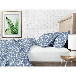 Дитяча постільна білизна в ліжечко FLOWERS CS1, блакитний (FlowersWhiteBlue_White_140) - мініатюра 3