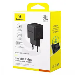 МЗП Baseus Palm Fast Charger C+U 20W EU Black - мініатюра 2