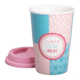 Стакан порцеляновий 420 мл із силіконовою кришкою, blessed to be mom Liling Rongxiang Ceramic RX-N240288BM - мініатюра 2