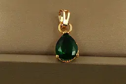 Кулон Xuping Jewelry зелена крапля 1,5 см золотистий