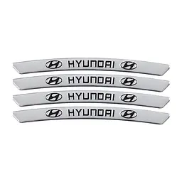 Емблема обода колеса Hyundai 4 шт Алюміній наклейка на диски на скотчі Сірі