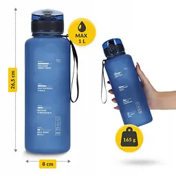 Пляшка для води 4FIZJO спортивна 1000 мл Blue (P-5905973403771) - мініатюра 8