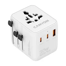 Зарядное устройство для Canyon OnTour 20 2xUCB-C + USB-A EU/UK/US/AUS 20W White (CNS-TA20W1005W)