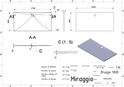 Душовий піддон Miraggio BRUGGE 1800 (0000614) Miramarble | Глянцевий | Прямокутний | Білий - мініатюра 2