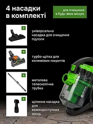 Пилосос вакуумний 4200Вт, пилосос з фільтром НЕРА, пилосос без мішка з контейнером з турбощіткой 3л, Зелений - мініатюра 6