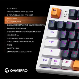 Клавіатура GamePro MK180W Hot-Swap Red Swich RGB USB UA White (MK180W) - мініатюра 8