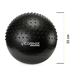 М'яч для фітнесу (фітбол) Cornix 55 см напівмасажний Anti-Burst Black XR-0458 - мініатюра 8