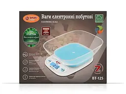 Електронні побутові кухонні ваги з прямокутною чашею 7 кг BT-125