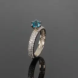 Каблучка з білого золота з топазом London Blue 20 K-0124 - мініатюра 2