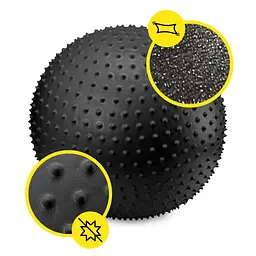 М'яч для фітнесу (фітбол) Cornix 65 см масажний Anti-Burst Black XR-0482 - мініатюра 8