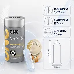 Презервативи ONE Vanish 12 ШТУК, ультратонкі гладкі презервативи для природних відчуттів, суперчутливі змащені - мініатюра 2