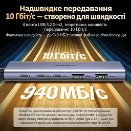 Док-станція UGREEN CM500 USB-хаб підключення до комп’ютера USB-C USB4 2 USB-A та 2 USB-C лише для даних USB 3.2 Gen2 до 10 Гбіт/с спільно для всіх портів даних відеовихід HDMI 2.1 до 8K 60 Гц для HDMI потрібен відеосигнал DisplayPort через порт комп’ютера вхід живлення USB-C PD 3.0 100 Вт із заряджанням ноутбука до 95 Вт заряджання лише для ноутбуків із прийманням живлення USB-C PD для максимальної потужності заряджання потрібен зарядний пристрій PD 100 Вт вбудований кабель 20 см космічний сірий (25102) - мініатюра 3