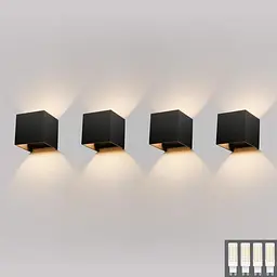 Світлодіодні настінні світильники Klighten 4 Pack Зовнішні Внутрішні Теплі білі 3000K Сучасний пусковий дизайн 9 Вт