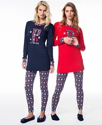 Піжама жіноча U.S. Polo Assn з довгим рукавом XL синя (15521) - мініатюра 2