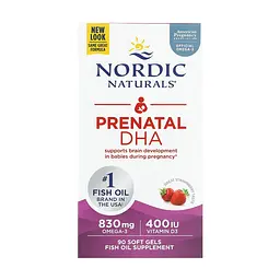 Омега-3 риб'ячий жир Nordic Naturals Prenatal DHA полуниця для серця, мозку та зору 90 софтгелів
