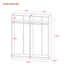 Шафа для одягу Doros Промо Сірий 2+2 ДСП 180х48х204 (80737766) - мініатюра 8
